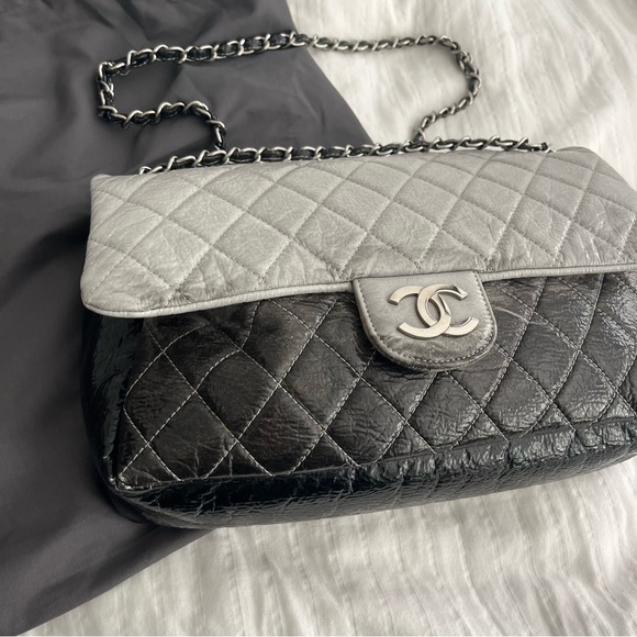 Chanel Vinyl Quilted Jumbo Melrose Degrade Flap Bag - Picture 12 of 16